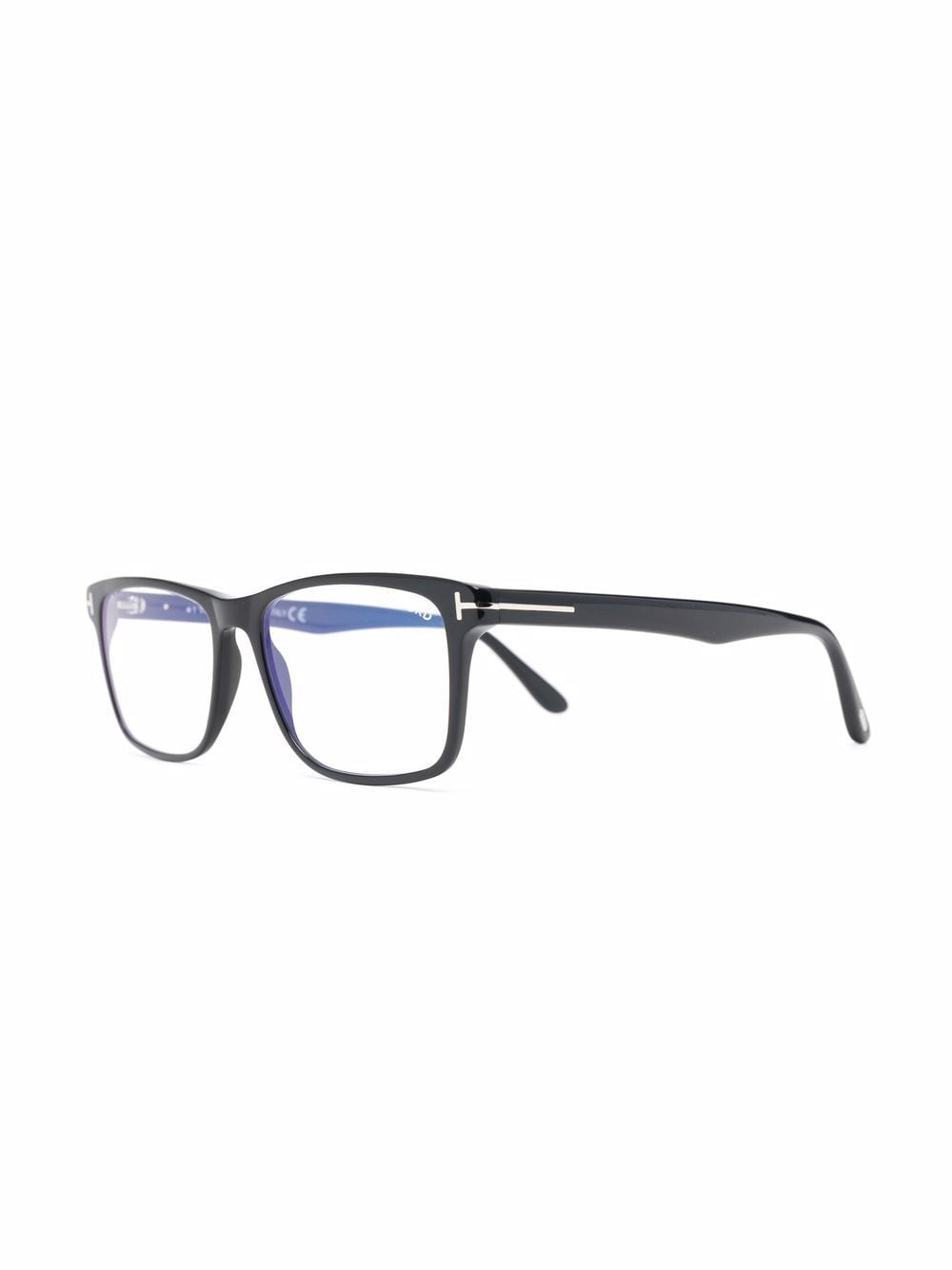 Shop Tom Ford Polished-effect Square-frame Glasses In 黑色