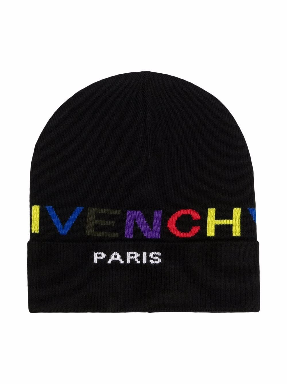 

Givenchy Kids intarsia logo knit beanie - Black