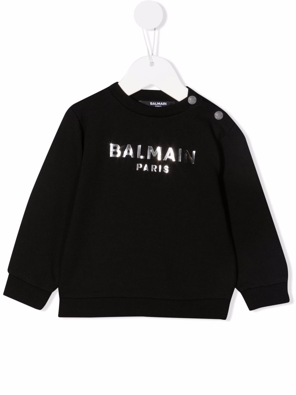 фото Balmain kids толстовка с логотипом и пуговицами на плече