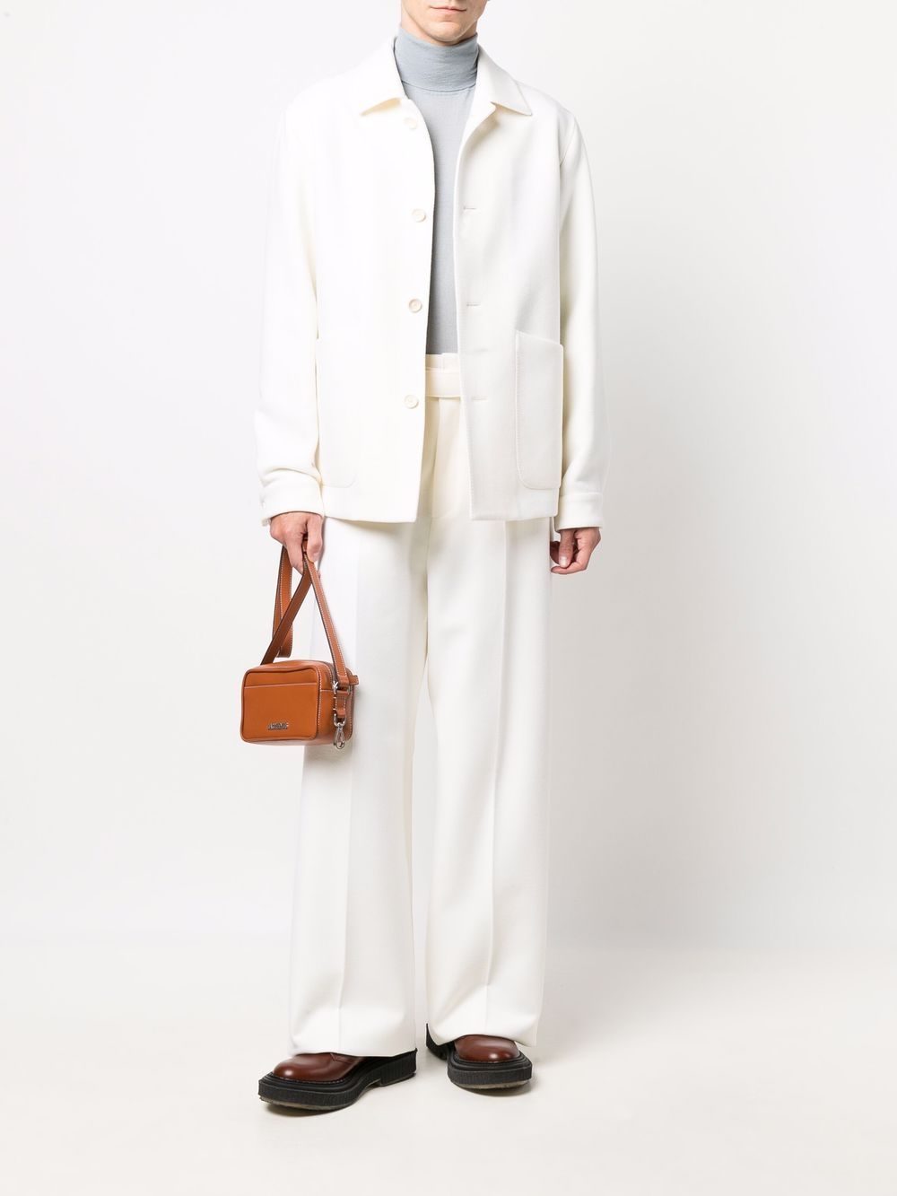 Shop Zegna Belted Waist Trousers In White