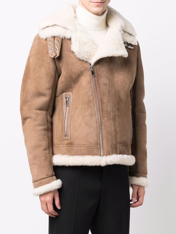 shearling trim leather jacket