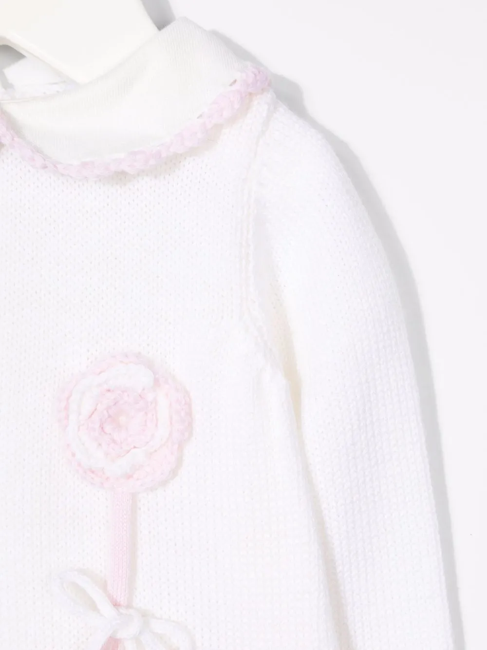 Siola Floral-appliqué Merino Romper In Neutrals