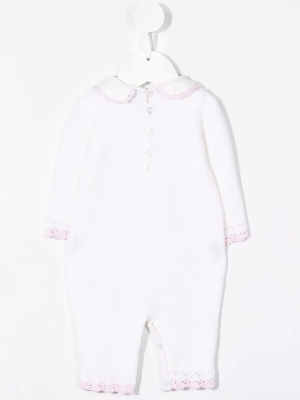 Siola Floral-appliqué Merino Romper In Neutrals