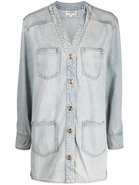 Chanel Pre-Owned 2000s Camélia motif denim jacket