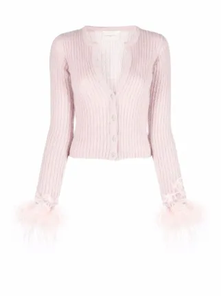 cardigan with feather trim