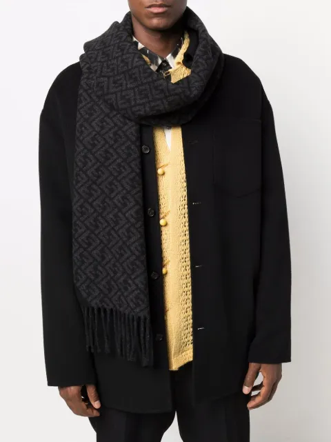 Versace Collection Wool Stripe Black Beige Scarf Scarf 15"W x 72"L Versace Collection Wool Stripe Black Beige Scarf Scarf 15"W x 72"L