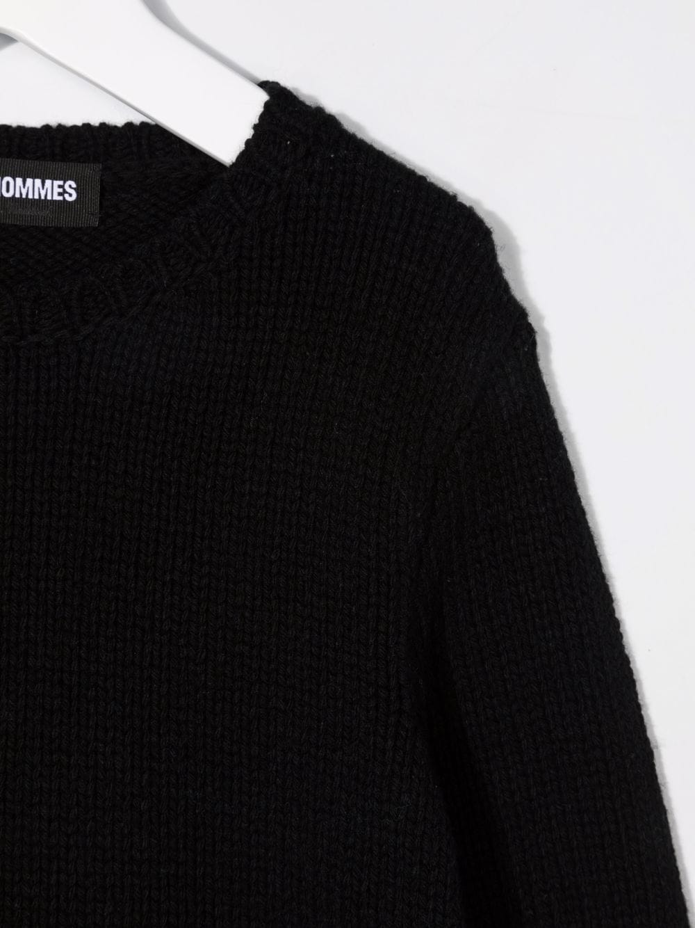 Shop Les Hommes Contrasting-knit Detail Jumper In Black