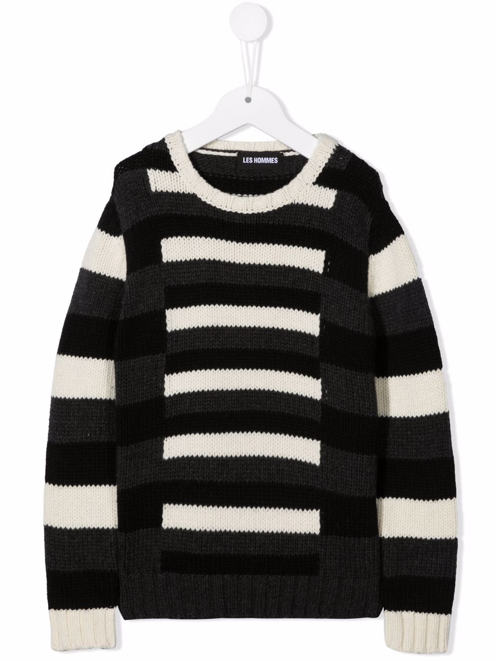 

LES HOMMES KIDS geometric-pattern knit jumper - Black