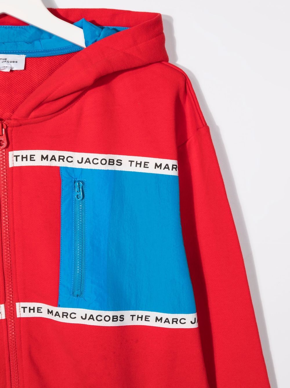 Shop The Marc Jacobs Teen Colour-block Logo Zip-up Hoodie In 红色