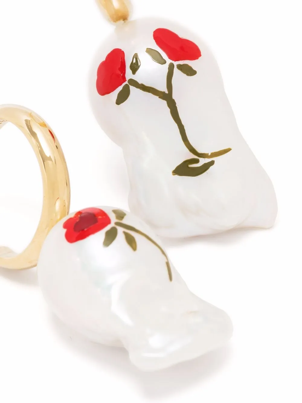 Simone Rocha Hand-painted Baroque Pearl Earrings In Gold