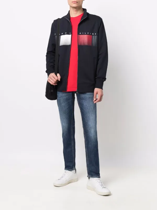 tommy jeans outdoors flag zip fleece