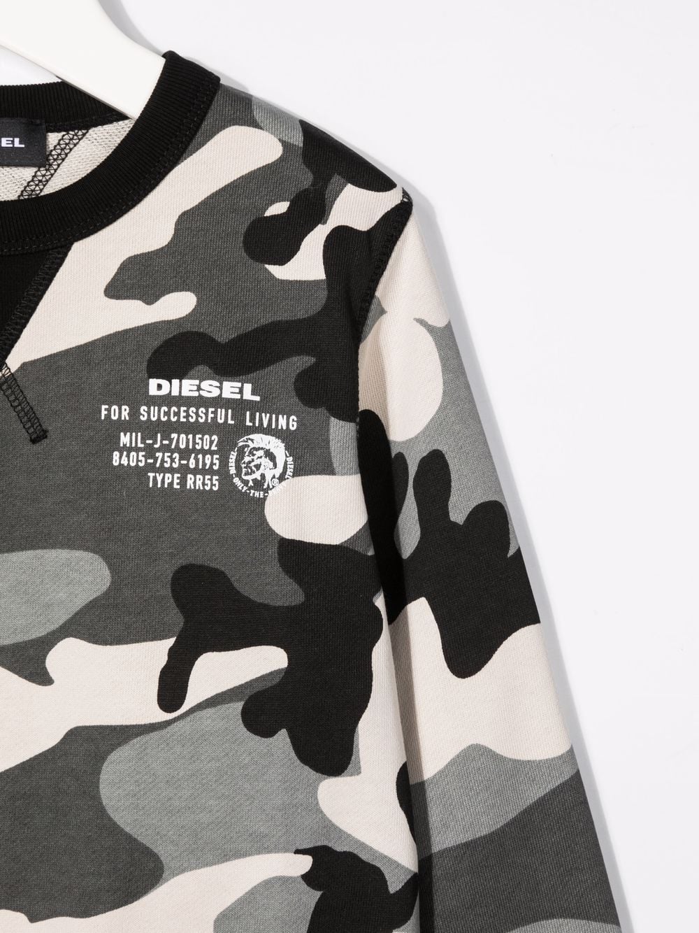 Shop Diesel Camouflage-print Crew Neck Sweatshirt In Grey