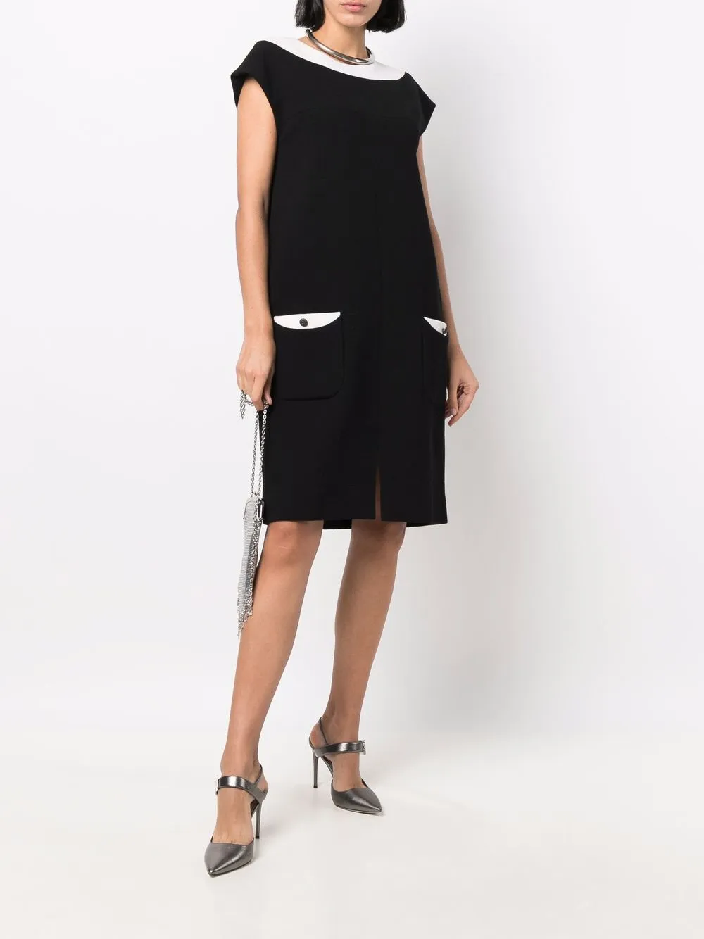 CHANEL Pre-Owned Tweekleurige shiftjurk - Zwart
