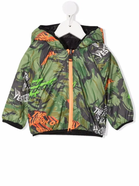 Diesel Kids جاكيت بسحاب وطبعة شعار الماركة