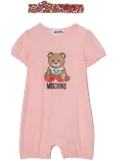 Moschino Kids strawberry logo-print short-sleeve babygrow - Pink