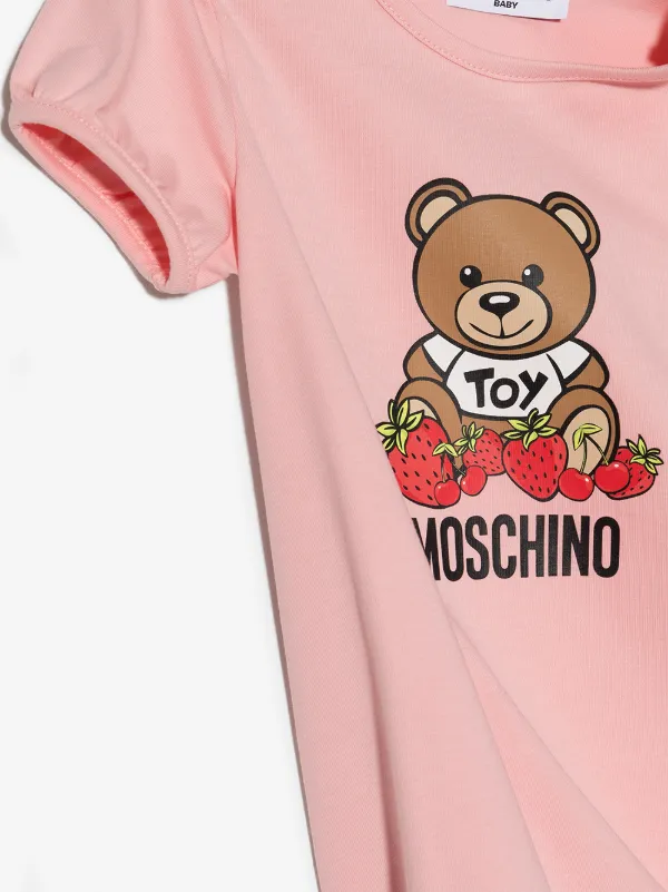 Moschino Kids Strawberry logo print short sleeve Babygrow Pink FARFETCH AE