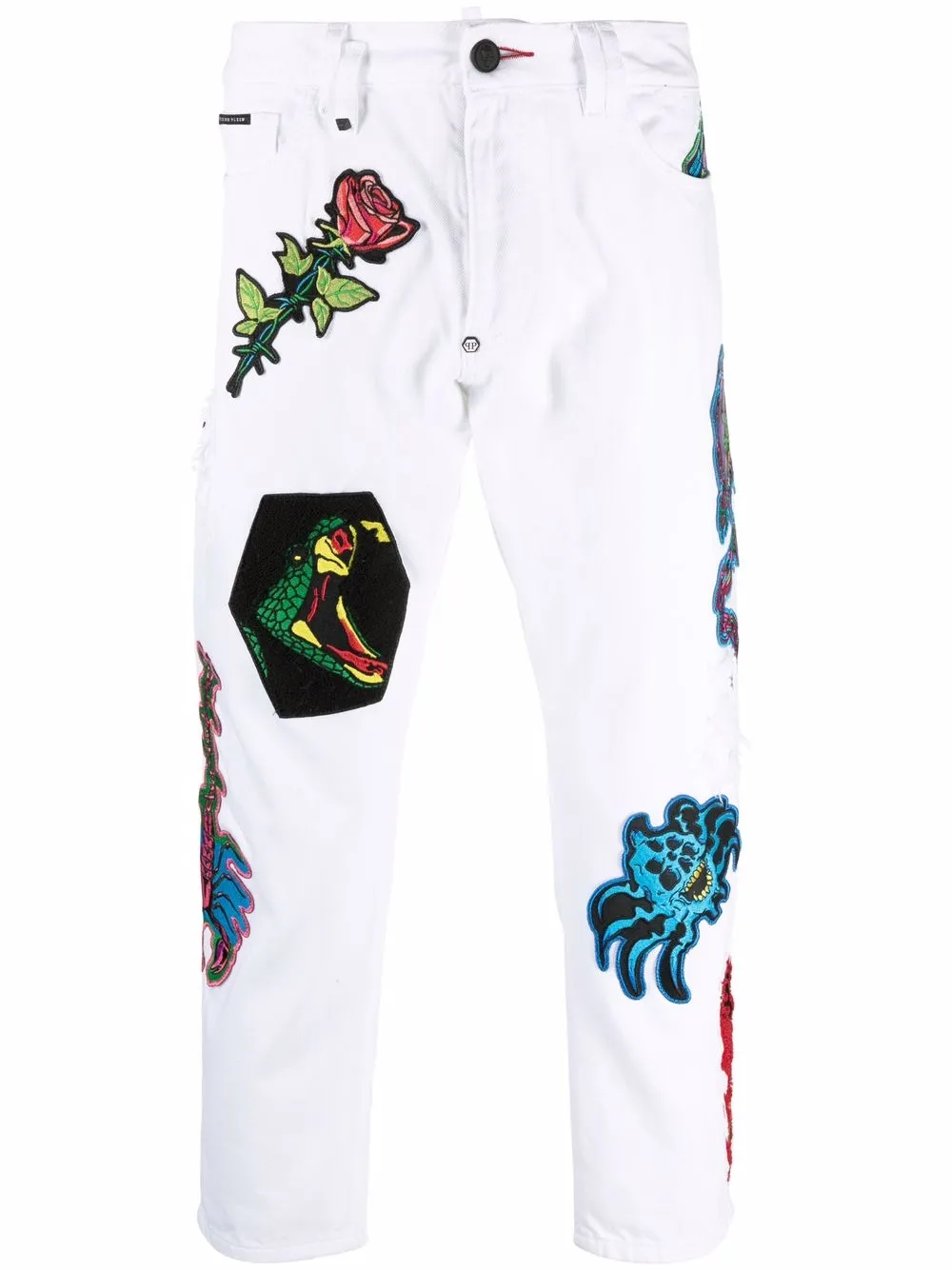 

Philipp Plein multi-patch straight-leg jeans - White