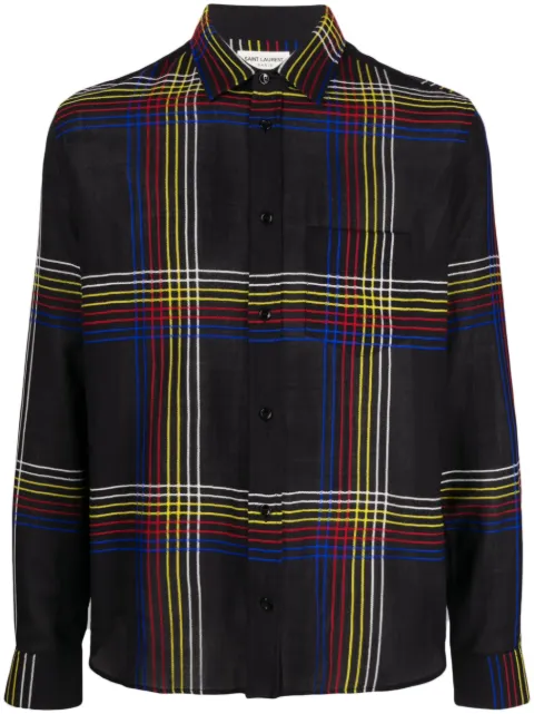 Saint Laurent Camisa xadrez de lã