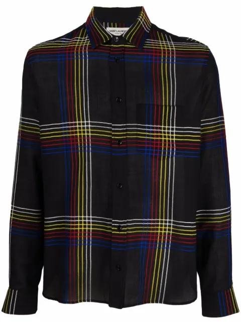 Saint Laurent camisa con motivo de cuadros
