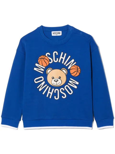Moschino Kids سويت شيرت برقبة مستديرة وطبعة شعار الماركة