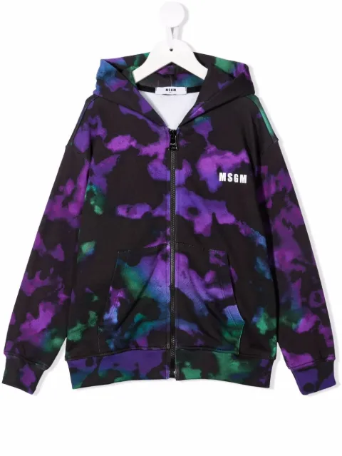 MSGM Kids tie dye print zip hoodie
