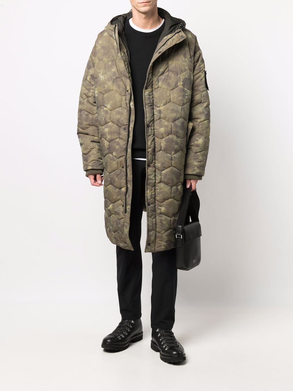 Shop Emporio Armani Hooded Padded Coat In Grün