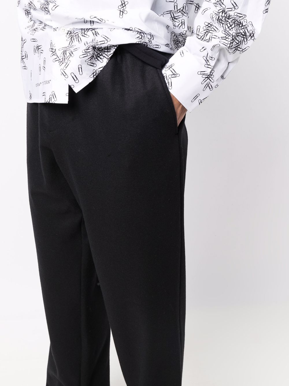 Shop Off-white Elasticated-waistband Straight-leg Trousers In Schwarz