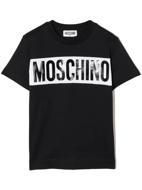 Moschino Kids تيشيرت برقبة مقفولة وطبعة شعار الماركة