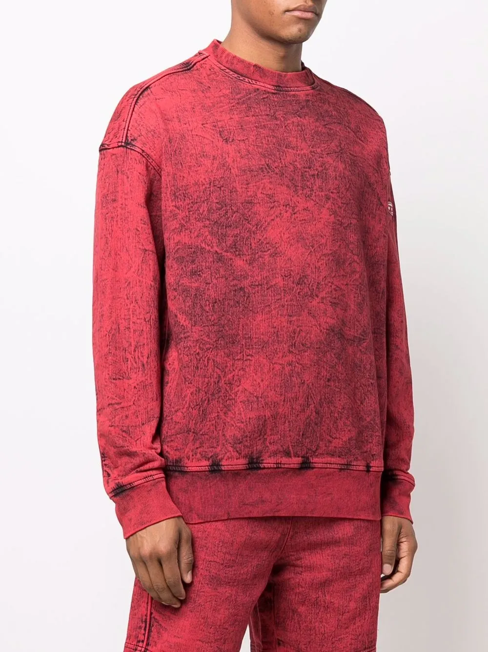  Diesel Acid-wash Crew Neck Sweatshirt - Red 