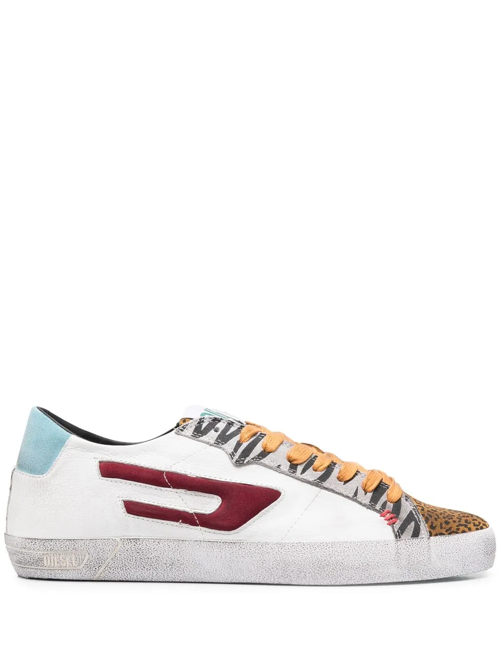 Diesel leopard-print panel sneakers - White