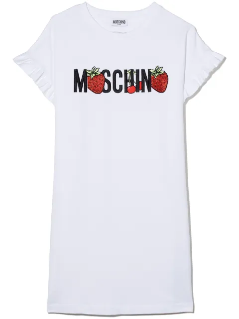 Moschino Kids TEEN strawberry logo-print T-shirt dress