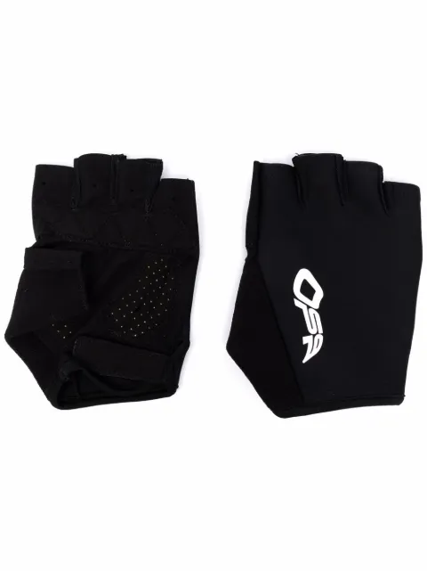 Off-White logo-print fingerless gloves