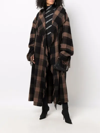 checked blanket coat