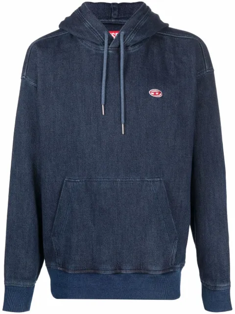 Diesel logo-patch denim hoodie