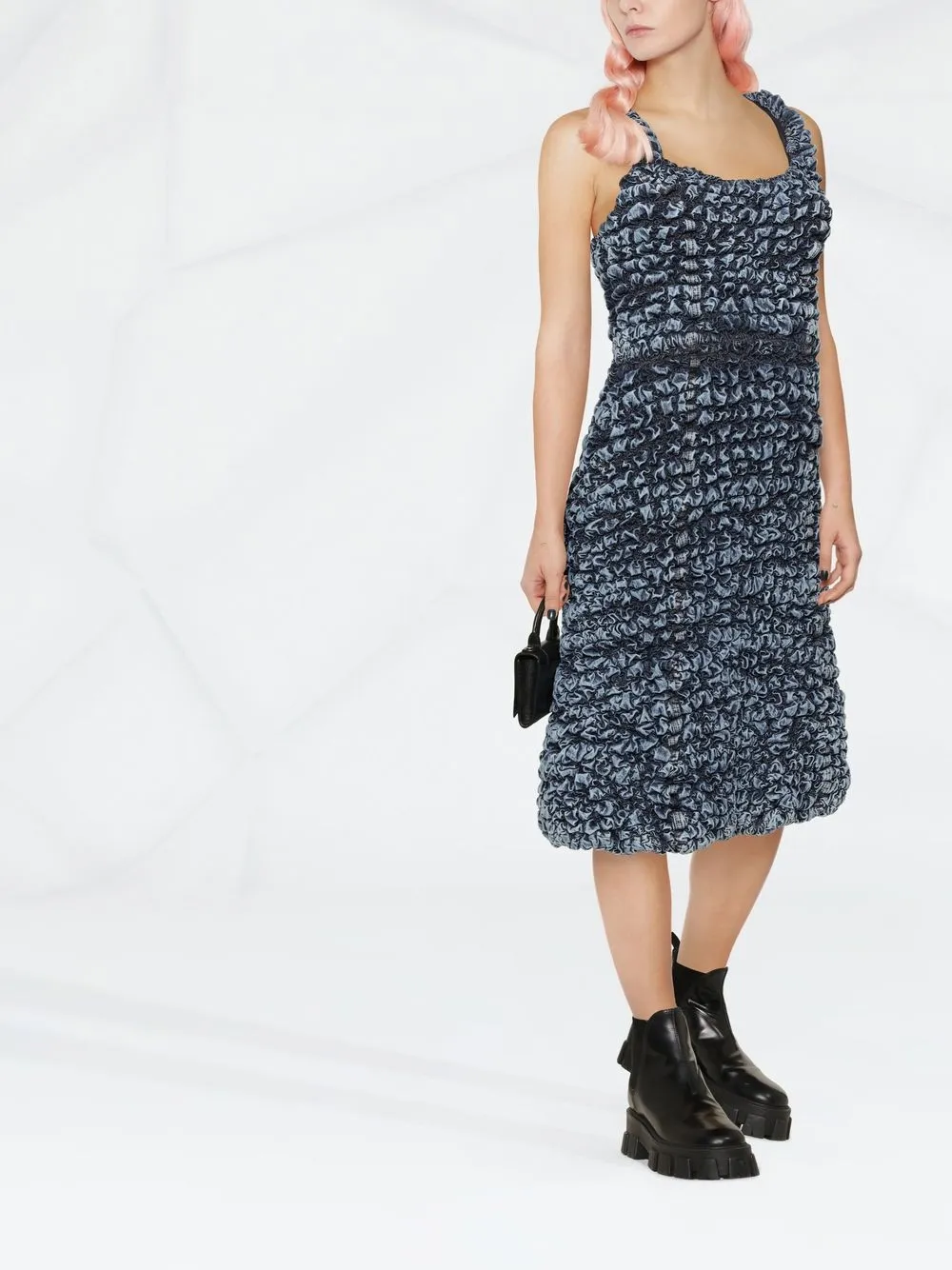  Diesel Kleid Mit Textur   Blau 