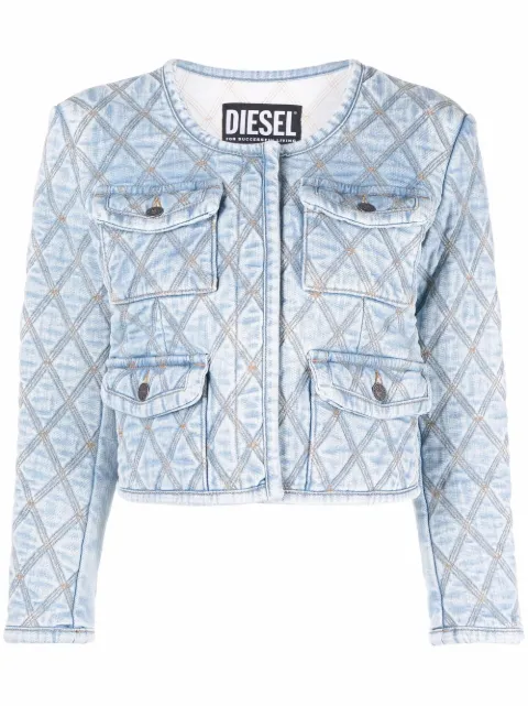 Diesel جاكيت جينز قصير بخياطة الأرغيل