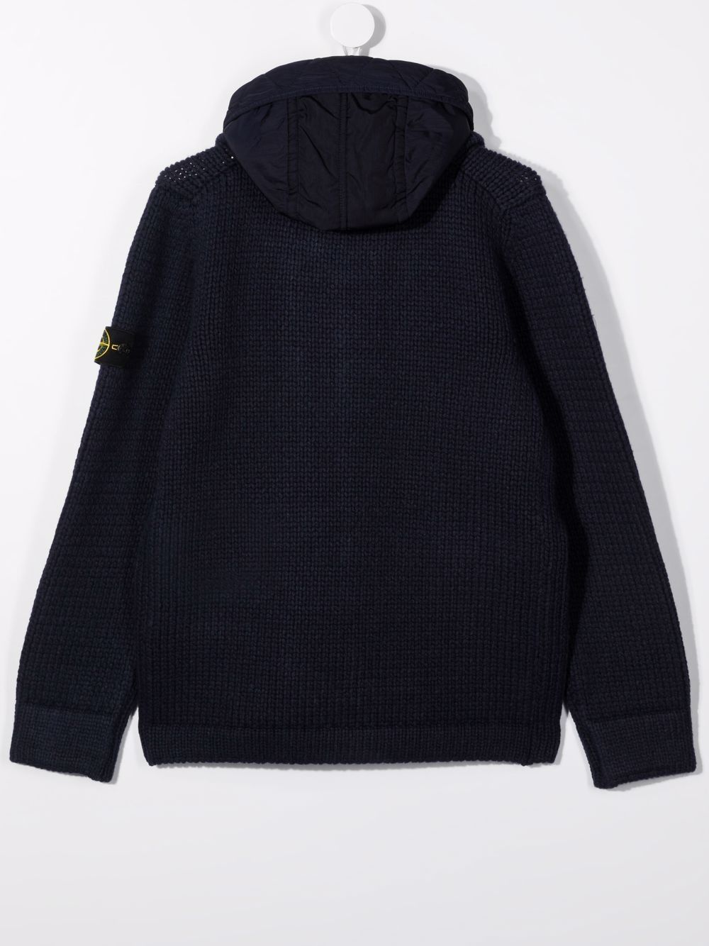 Shop Stone Island Junior Teen Knitted Hooded Jacket In Blue
