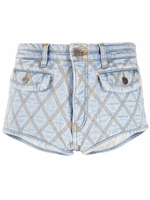 Diesel denimshorts med argyle-syninger