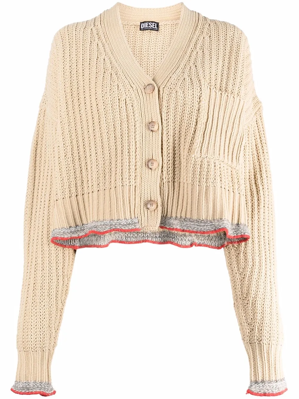 Diesel Cropped-Cardigan mit V-Ausschnitt - Nude