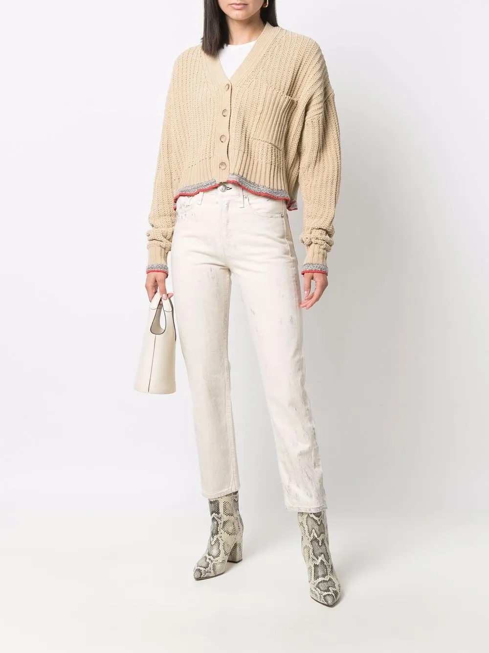  Diesel Cropped Cardigan Mit V Ausschnitt   Nude 