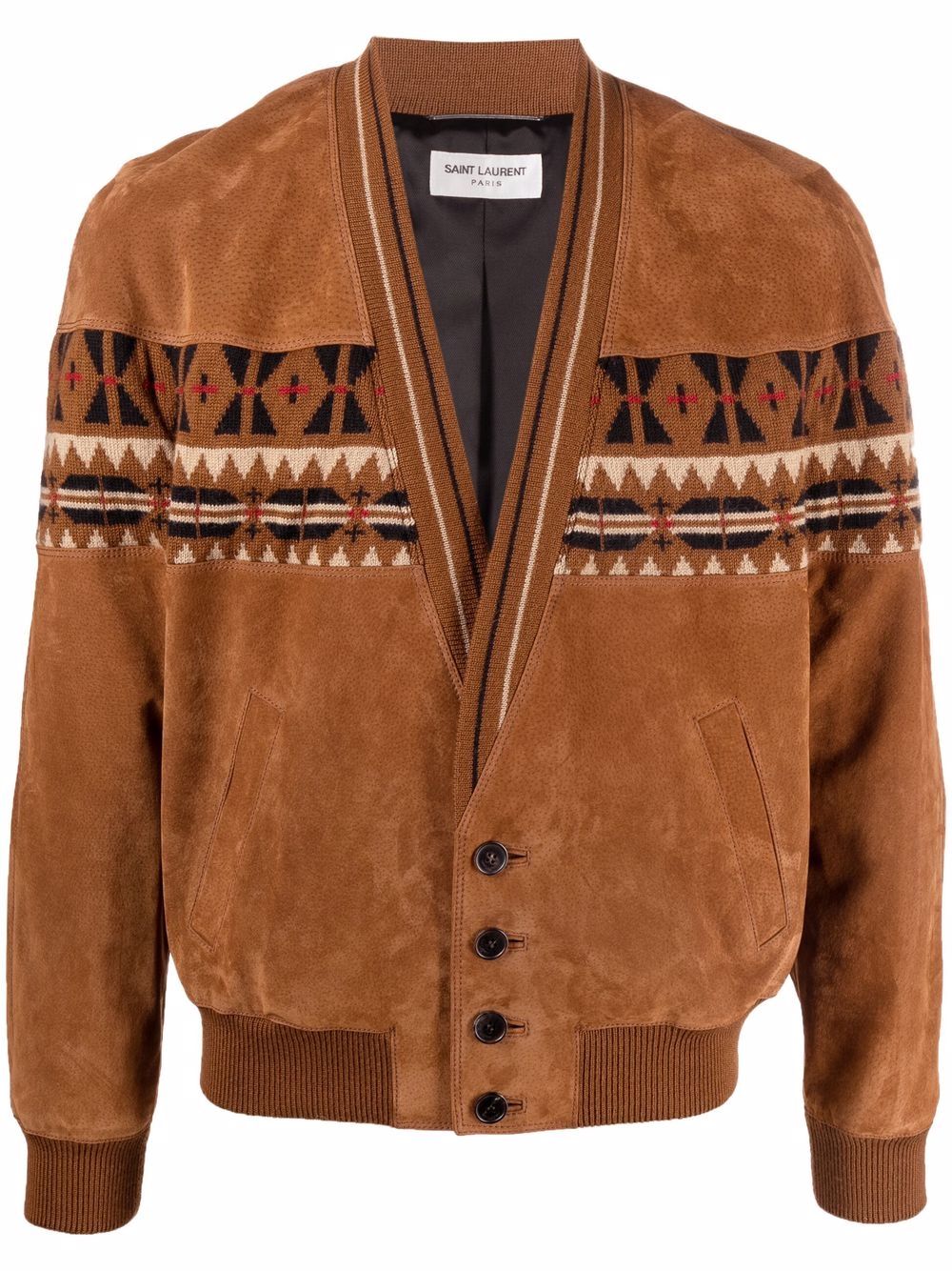 geometric-pattern leather jacket