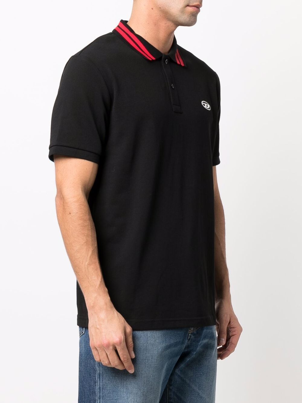 Shop Diesel Embroidered-logo Polo Shirt In Schwarz