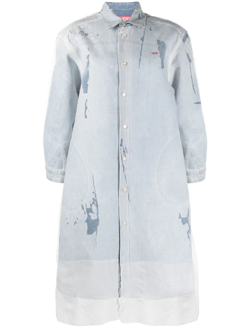 Diesel distressed denim shirt dress – Blue