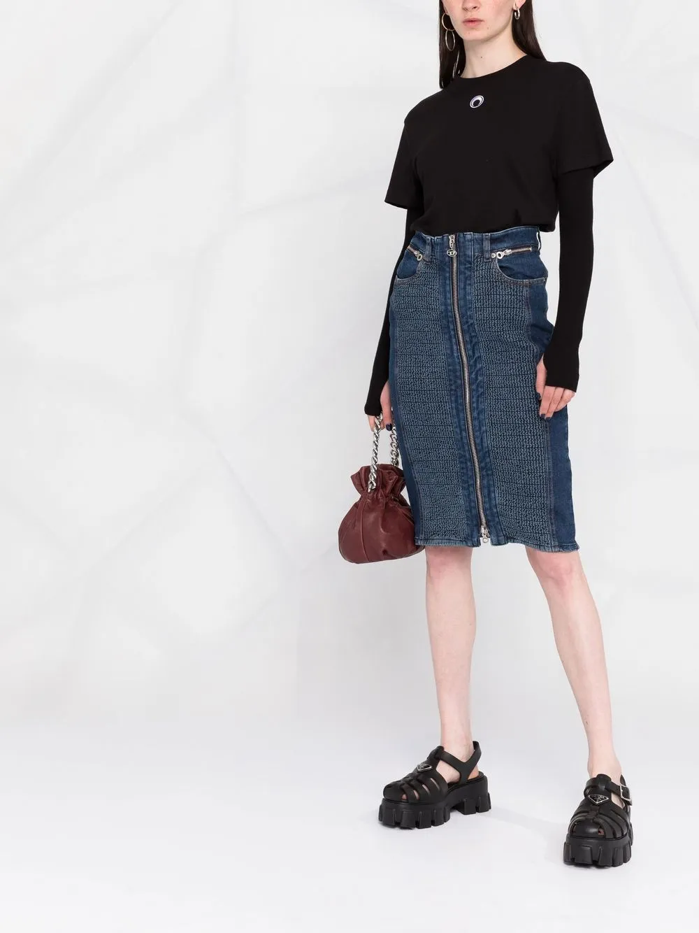 Diesel Zipthrough Denim Skirt In Blue ModeSens