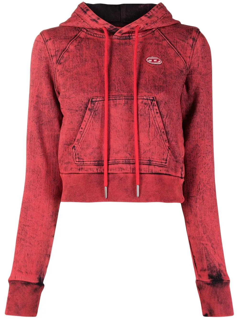 

Diesel cropped overdyed hoodie - Red