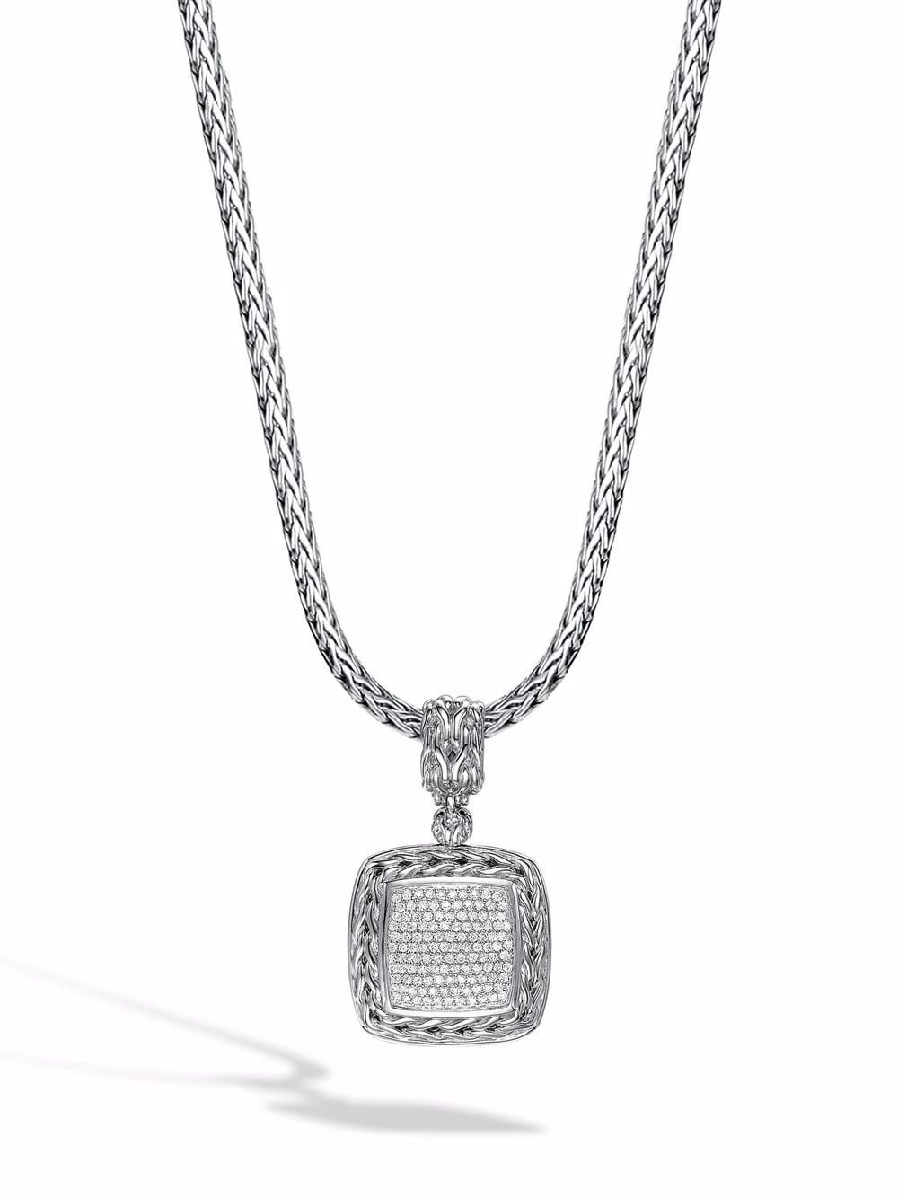 Classic Chain diamond pavé medium square pendant