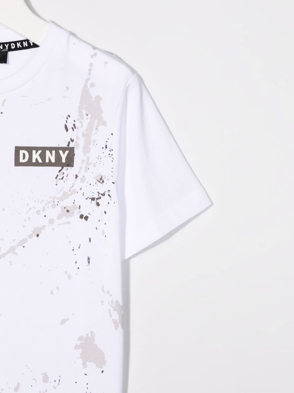 Shop Dkny Paint-splatter Logo-print T-shirt In White