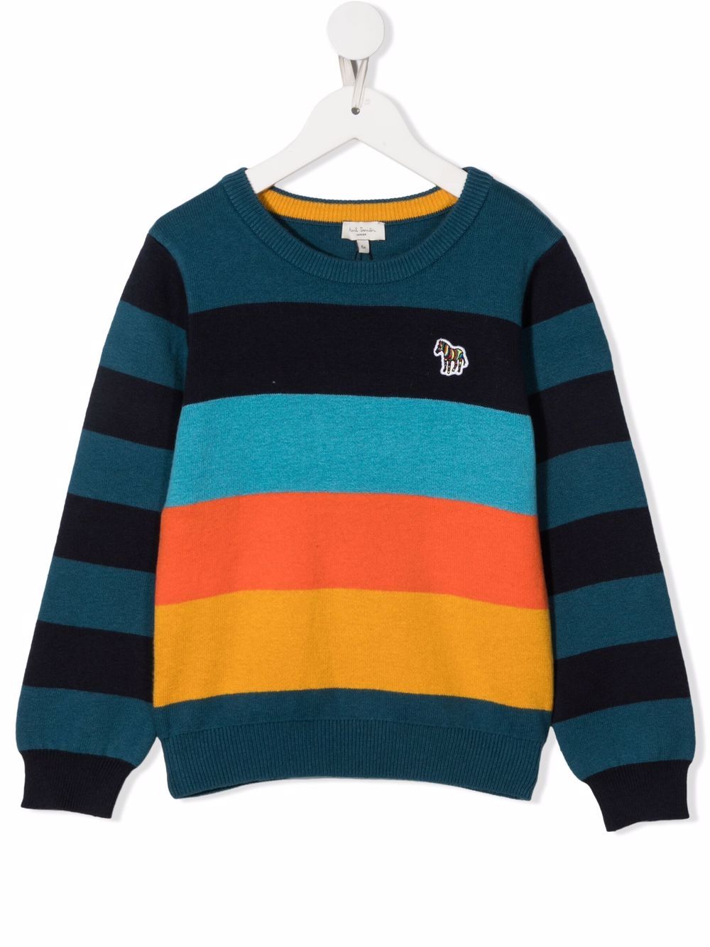 

Paul Smith Junior Big Pony-patch stripe-print jumper - Blue