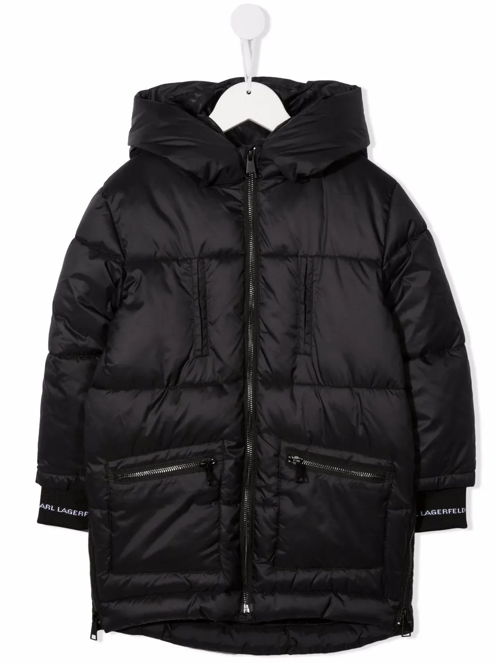 фото Karl lagerfeld kids пуховик с капюшоном и жаккардовым логотипом