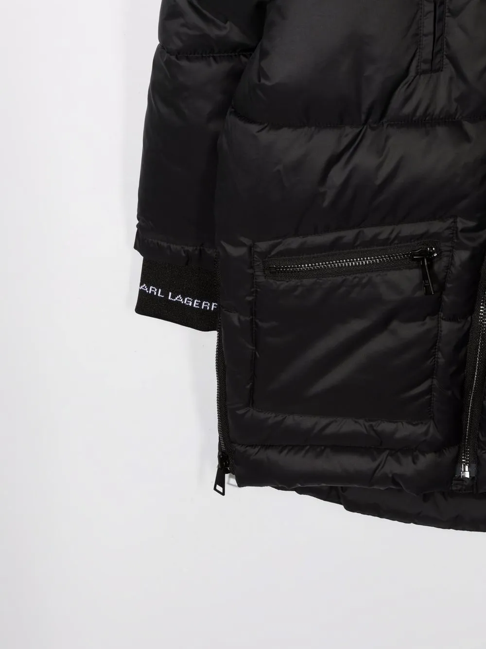фото Karl lagerfeld kids пуховик с капюшоном и жаккардовым логотипом